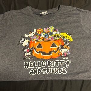 Sanrio Gray Halloween Tee with Hello Kitty and Friends